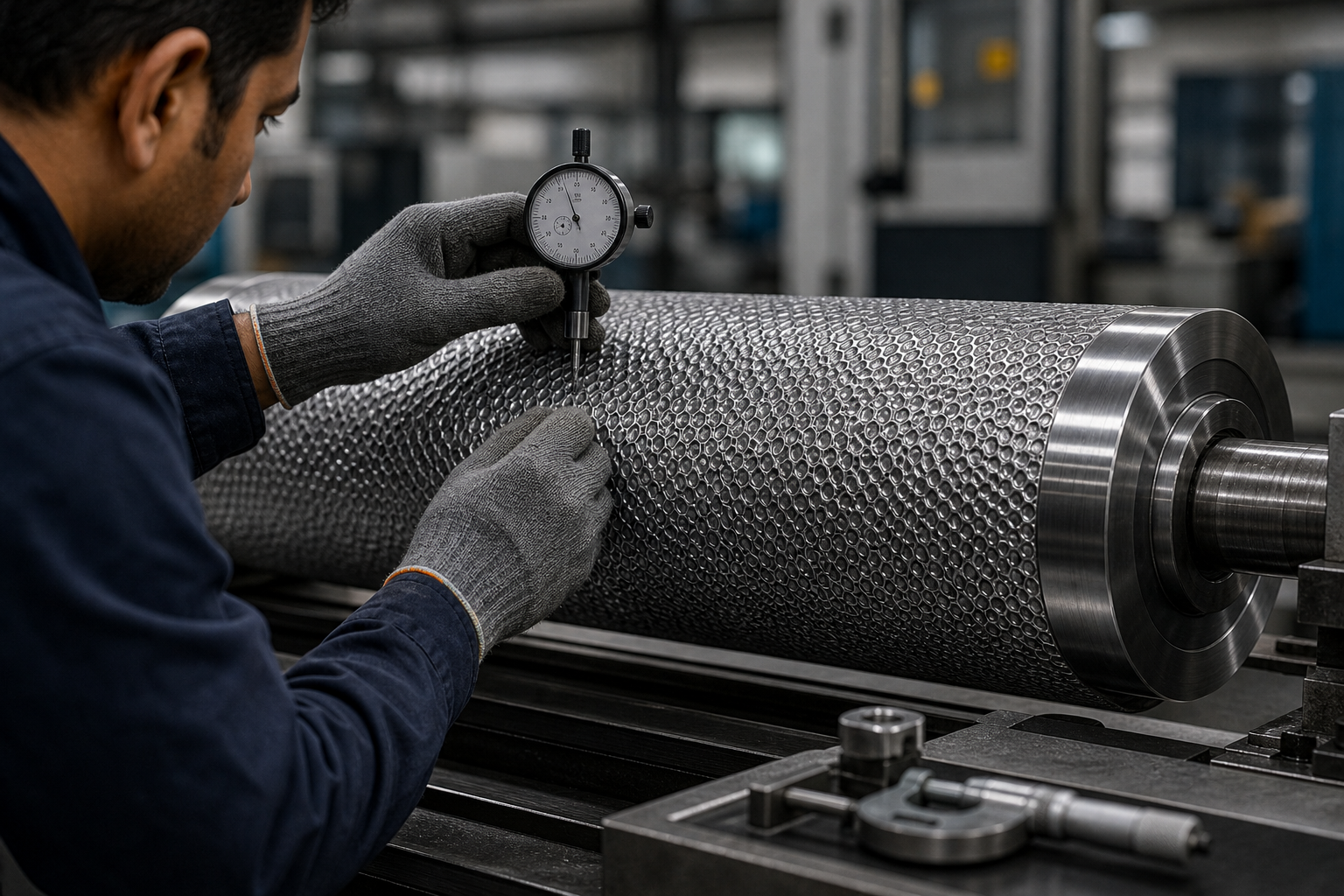 Quality testing of embossing roller surface finish