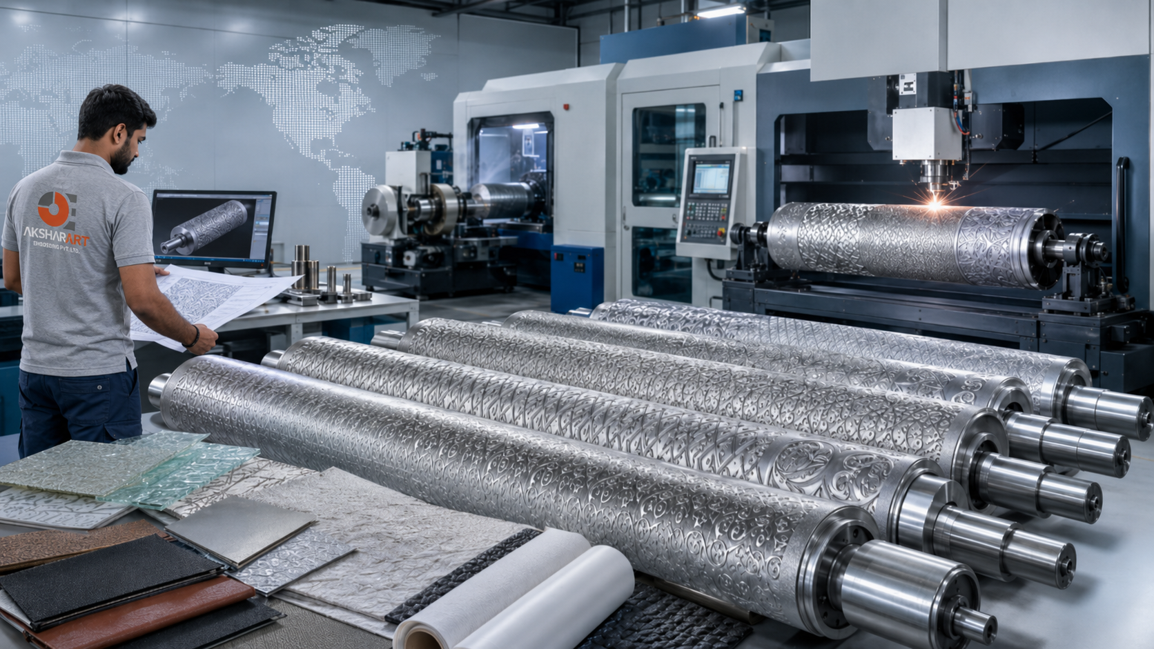 Embossing rollers and texture patterns